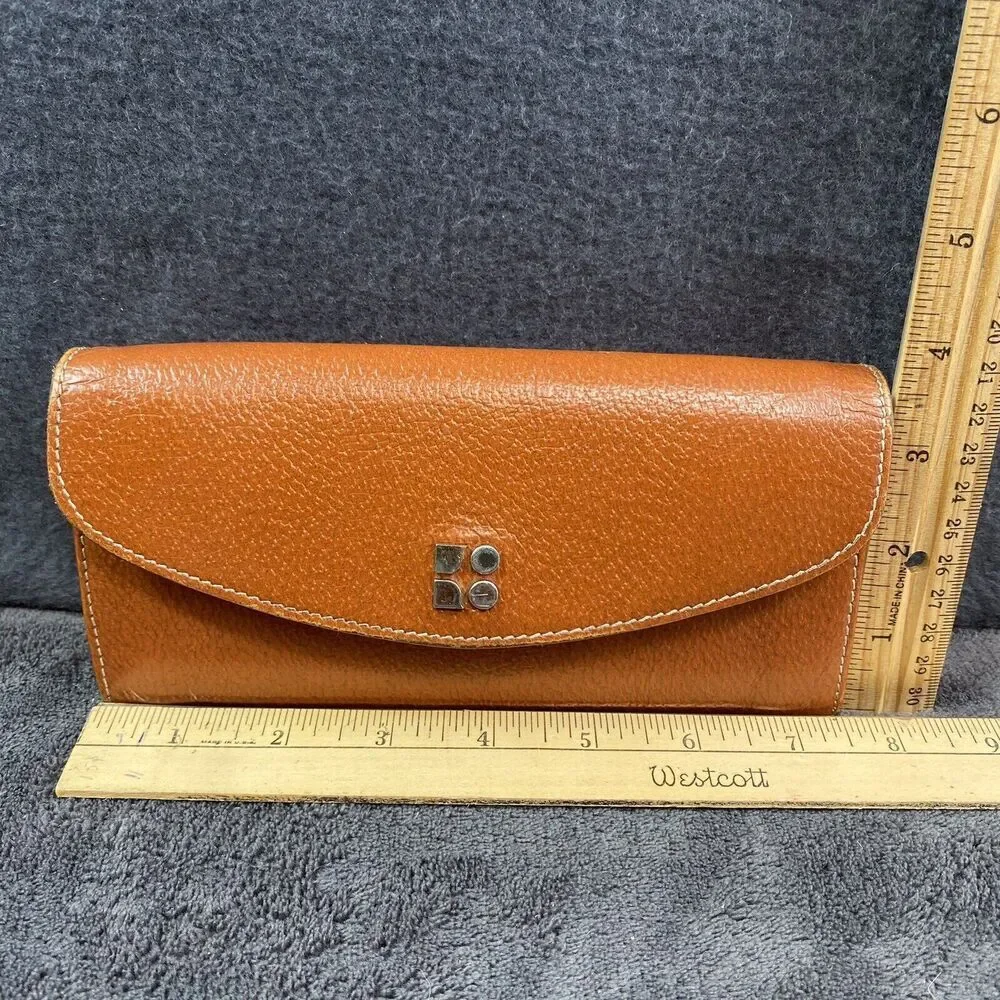 Kate Spade Caramel Brown Long Accordion Leather Flap Wallet Zipped Coin Pocket